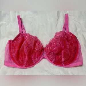 Victoria's Secret Pink & Red “Push-up without Pads” Lace Bra, 36DD